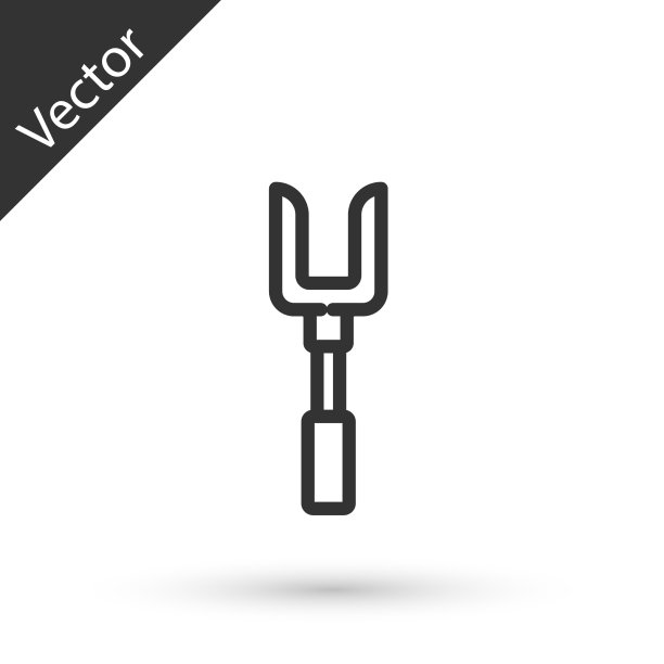 灰色线烧烤叉图标隔离在白色图片下载