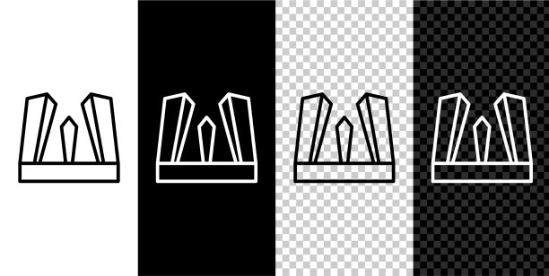 设线门欧洲图标孤立在黑色和图片下载