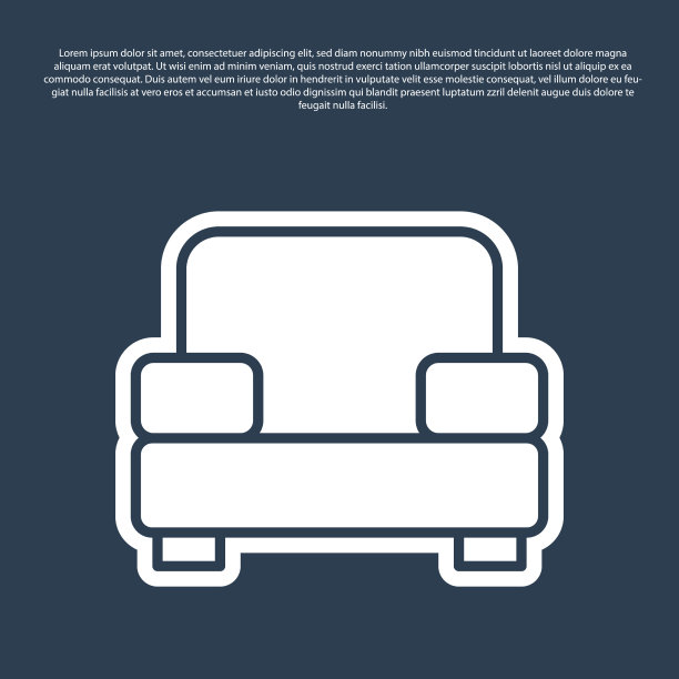 蓝线扶手椅图标孤立在蓝色图片下载