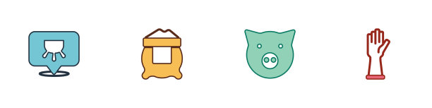 设置牛乳袋，面粉猪和橡胶手套图片下载