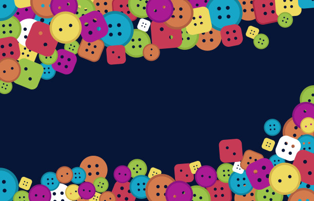 缝制纽扣背景，颜色鲜艳，形状各异。向量图片下载