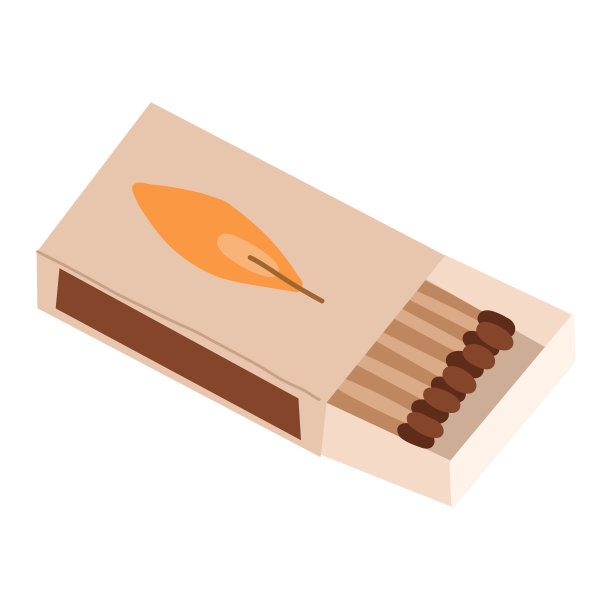 用火在盒子里火柴。矢量手绘动画图片下载