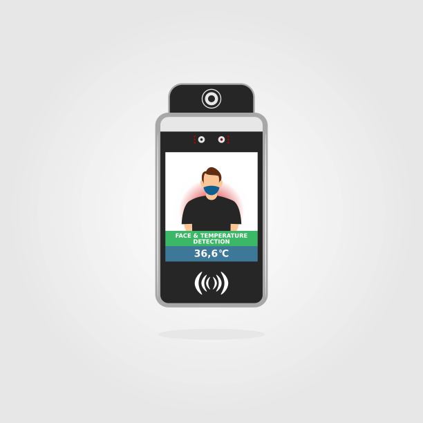 向量插图的脸温度检测。图片下载