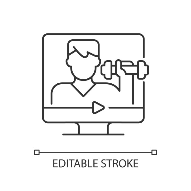 在线健身教练线性图标。图片下载