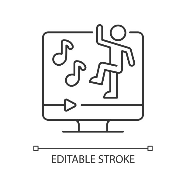 在线舞蹈健身线性图标。图片下载