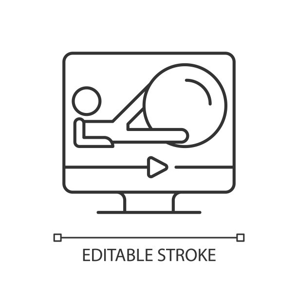 健身球在线健身直线图标。图片下载