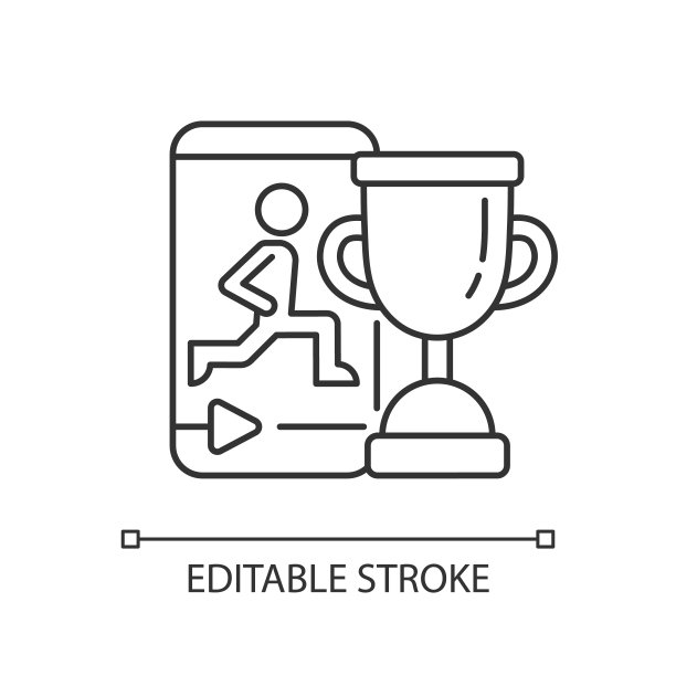 在线健身挑战线性图标。图片下载