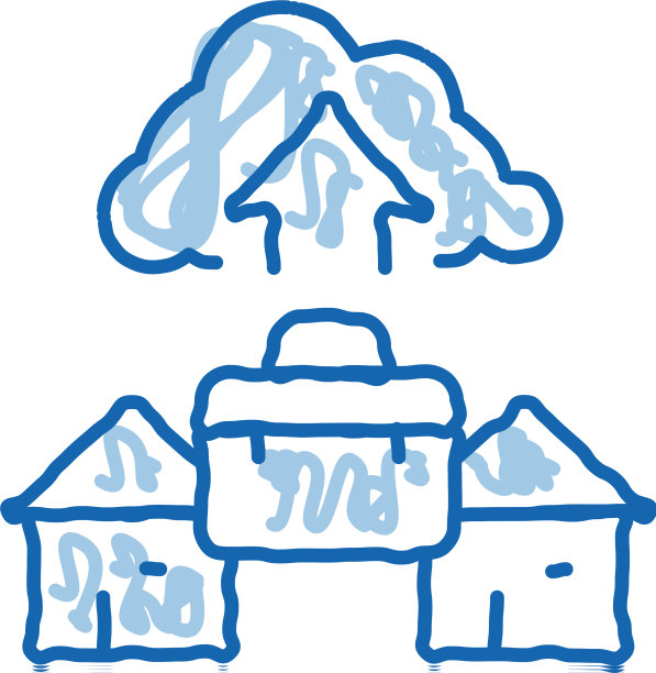 远程工作与云存储涂鸦图标手图片下载