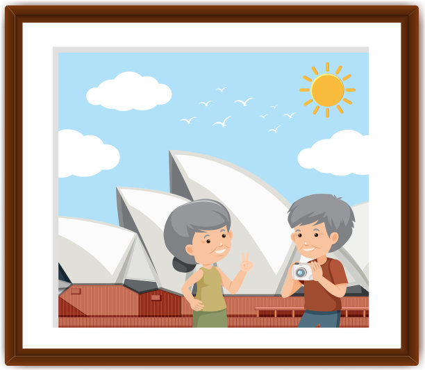 一个相框，里面有一对老夫妇在旅行图片下载