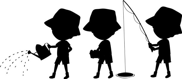 设定孩子剪影卡通人物图片下载