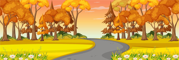 道路穿过公园横景景图片下载