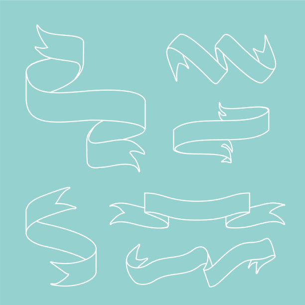 丝带横幅涂鸦风格设置图片下载