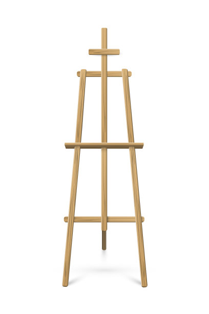 架立在白色背景木三脚架上图片下载