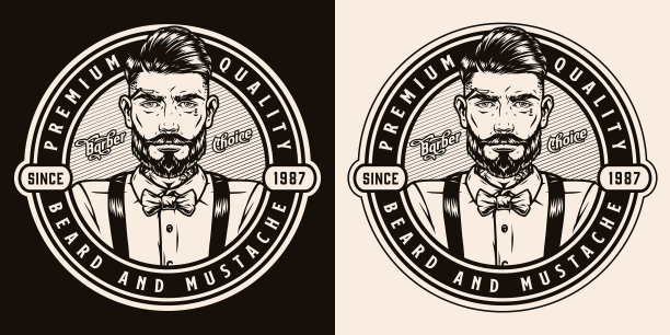 理发店周围的复古标志图片下载