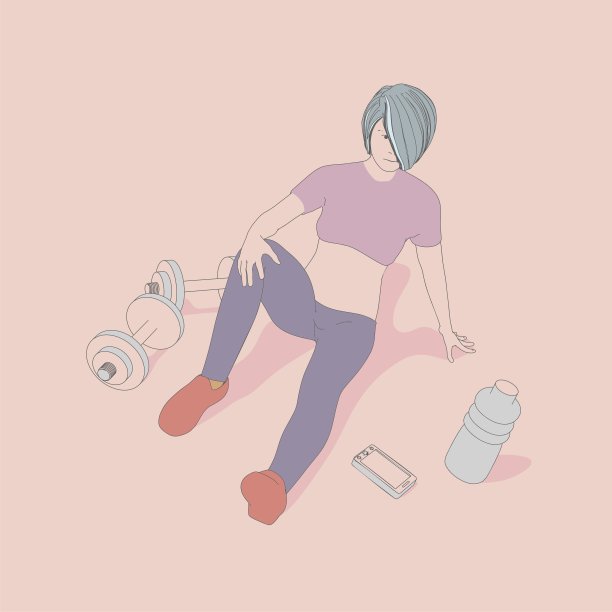 运动年轻女子坐在地板上与哑铃。大纲说明图片下载