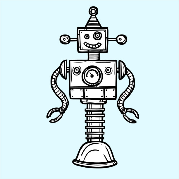 机器人涂鸦图标插图图片下载