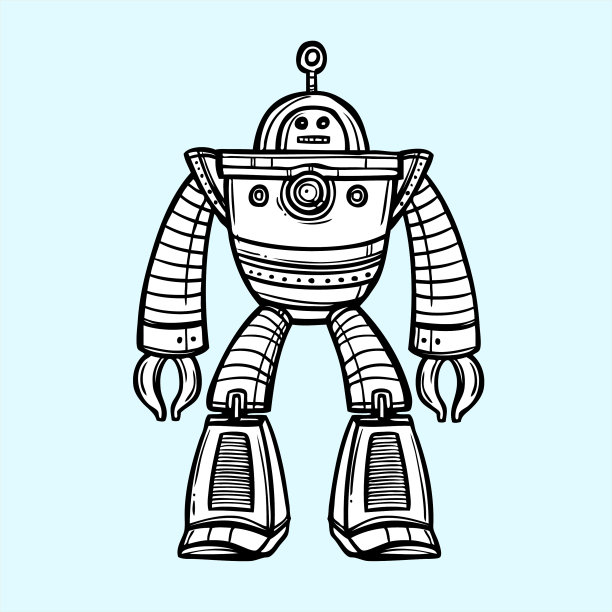 机器人涂鸦图标插图图片下载