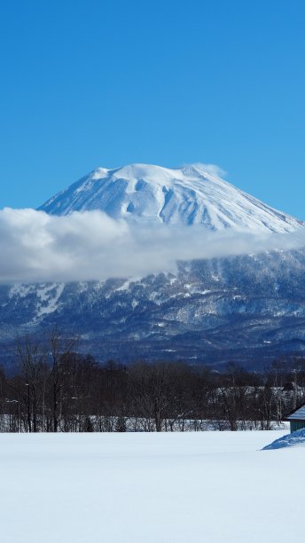 日本雪中的富士山图片下载