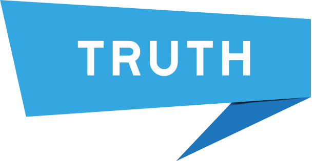 蓝色的演讲横幅上写着白色的真理图片下载