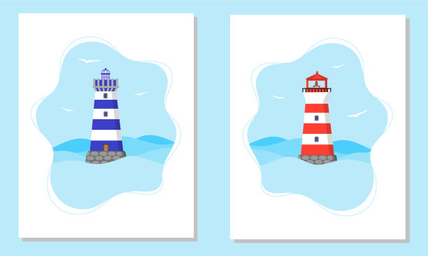 竖立竖立有灯塔的旗帜图片下载