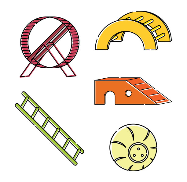 为仓鼠和老鼠设置明亮的线条艺术玩具图片下载