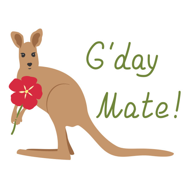 可爱的卡通袋鼠与花和文字图片下载