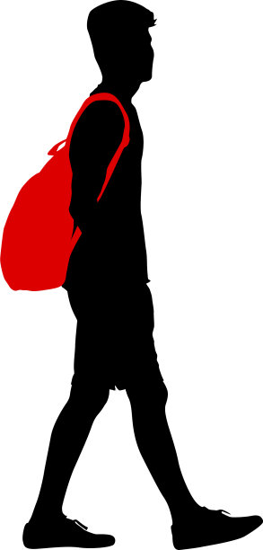 在白色背景上剪影一个行走的人图片下载