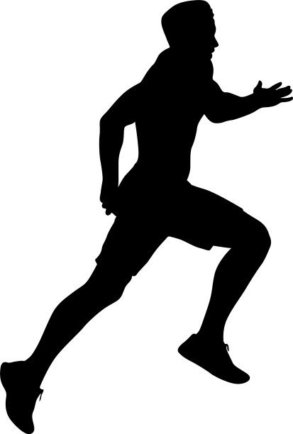 黑色剪影的跑步者在白色上奔跑图片下载