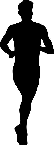 黑色剪影的跑步者在白色上奔跑图片下载