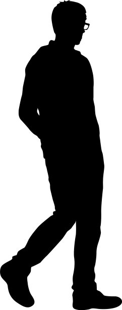 在白色背景上剪影一个行走的人图片下载