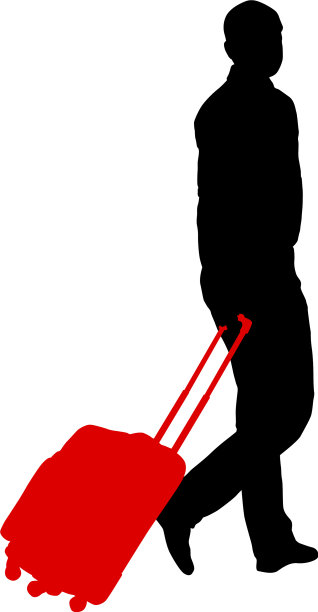 黑色的轮廓旅行者与手提箱图片下载