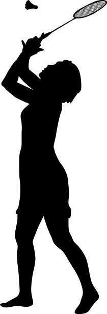 女子羽毛球选手黑色剪影上图片下载