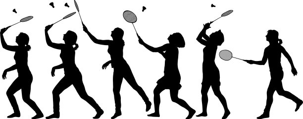 女子羽毛球运动员黑色剪影图片下载