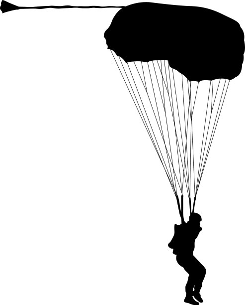 跳伞者的剪影在白色上跳伞图片下载