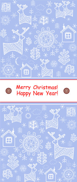 新年问候蓝模板配驯鹿图片下载