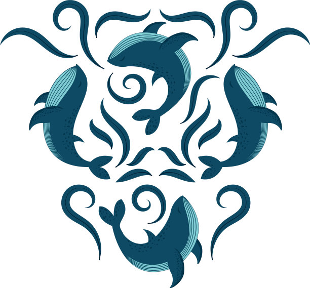 座头鲸水下水彩画图片下载