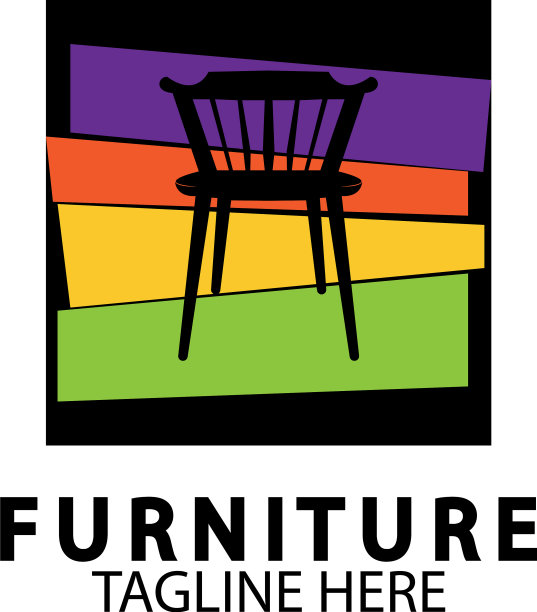 抽象家具标志设计概念符号和图片下载