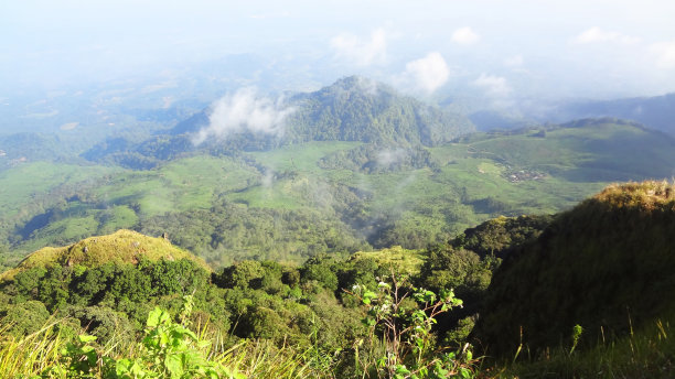 从山顶看到的绿色悬崖照片图片下载