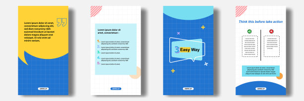 社交媒体教程，技巧，窍门，你知道贴故事水平横幅布局模板与几何背景，图案设计元素在五颜六色。图片下载