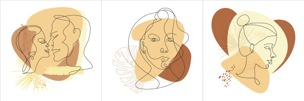 设置抽象的肖像女孩和情人图片下载