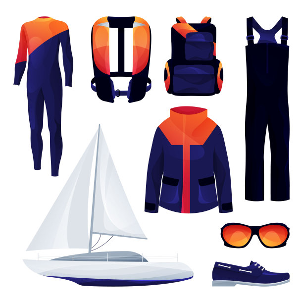 航海设备，运动工具套装，矢量图标图片下载