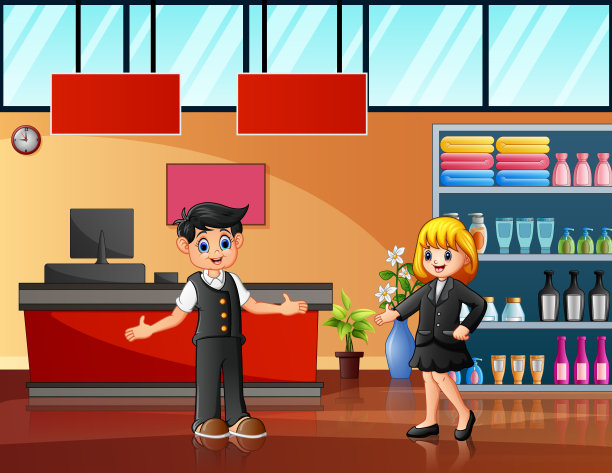 超市收银员插图中的工作人员图片下载