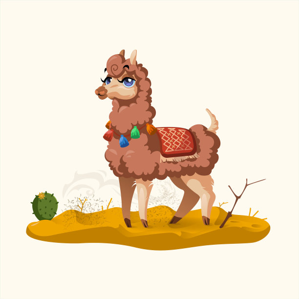 羊驼角色吉祥物插图图片下载
