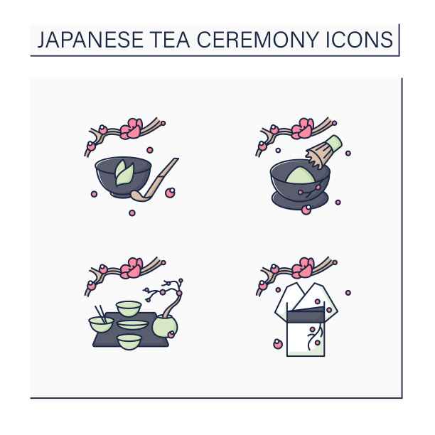 日本茶道颜色图标设置图片下载