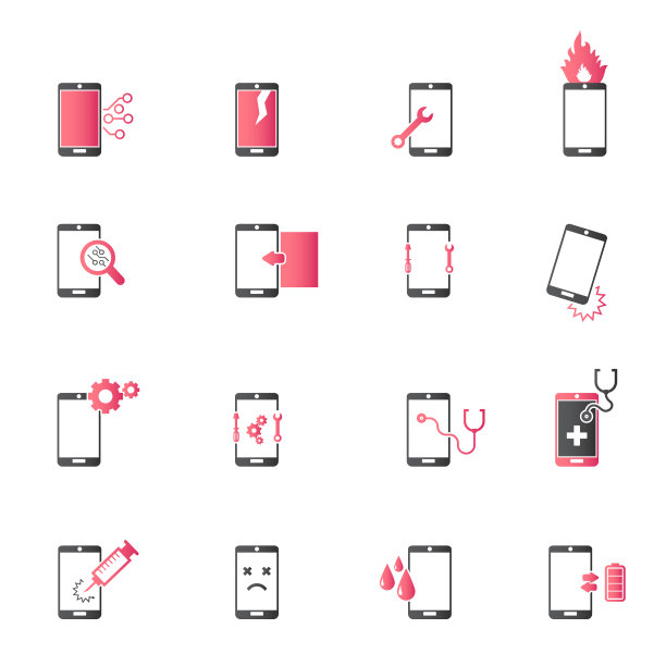 智能手机修复图标设置。矢量图图片下载