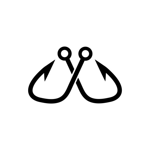 鱼钩图标，logo，隔离在白色背景上图片下载