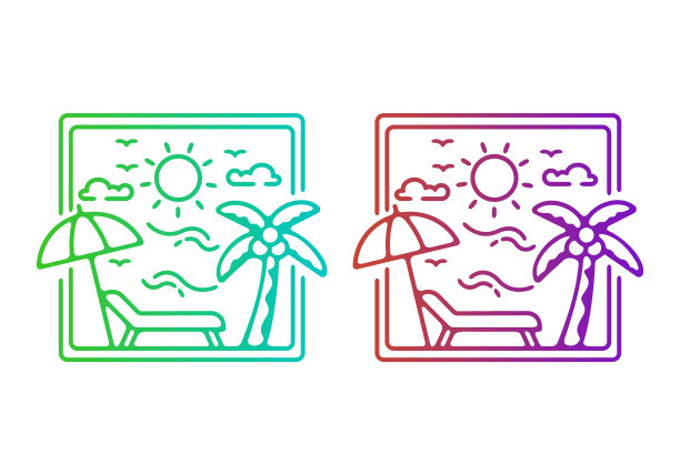 色彩渐变的彩色沙滩椅图片下载