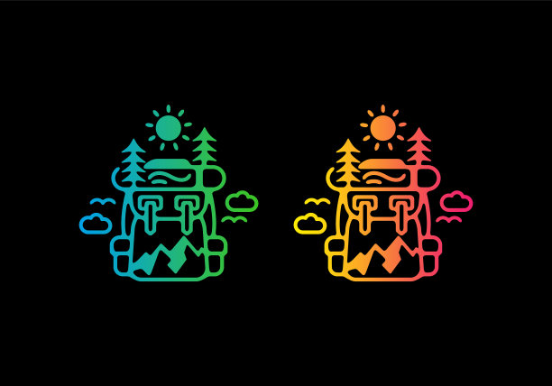 彩色渐变户外袋线艺术图片下载