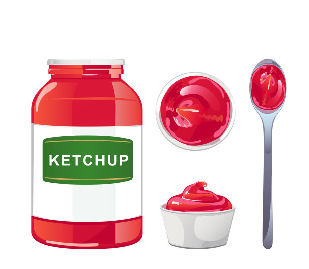 有白色盖子的番茄酱罐。图片下载