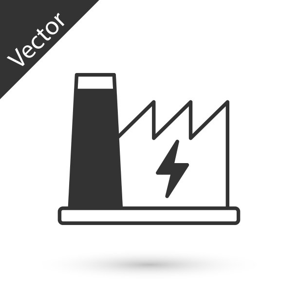 灰色的核电站图标被隔离在白色上图片下载